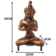 Brass Vajradhara Sattva Idol Statue Murti, Handcrafted Traditional Buddhist Sculpture for Pooja Decor Gifting, Gold, 11.5 Inch, 1 Piece