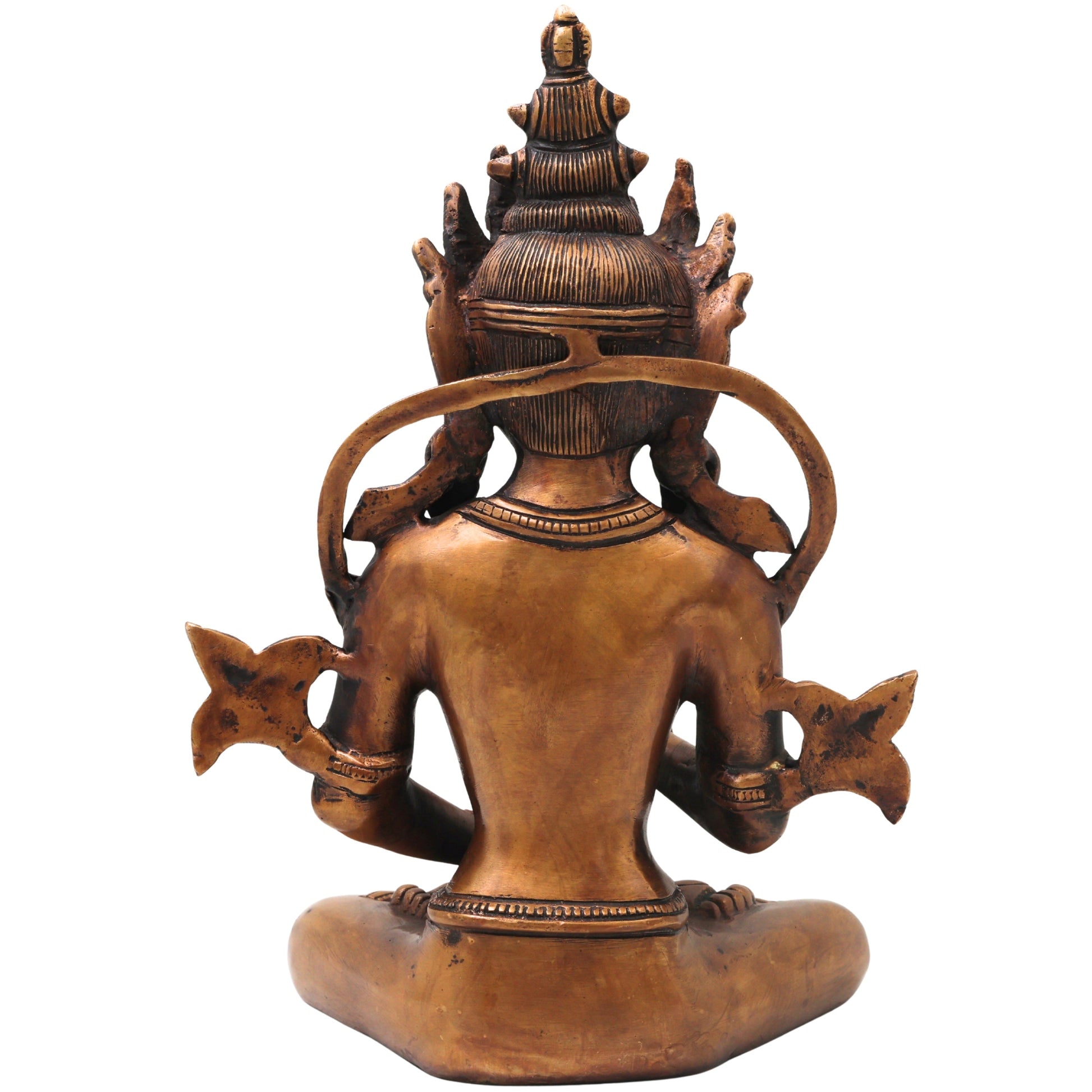 Brass Vajrasattva Idol Statue, Dorje Sempa Buddhist Murti for Pooja, Meditation, Home Decor & Gifting, Handcrafted Traditional Art, Gold, 11 Inch, 1 Piece