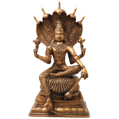 Brass Lord Vishnu Narayana Idol, Handcrafted Traditional Chola Perumal Murti for Pooja, Decor & Gifting, Gold, 16.5 Inch, 1 Piece