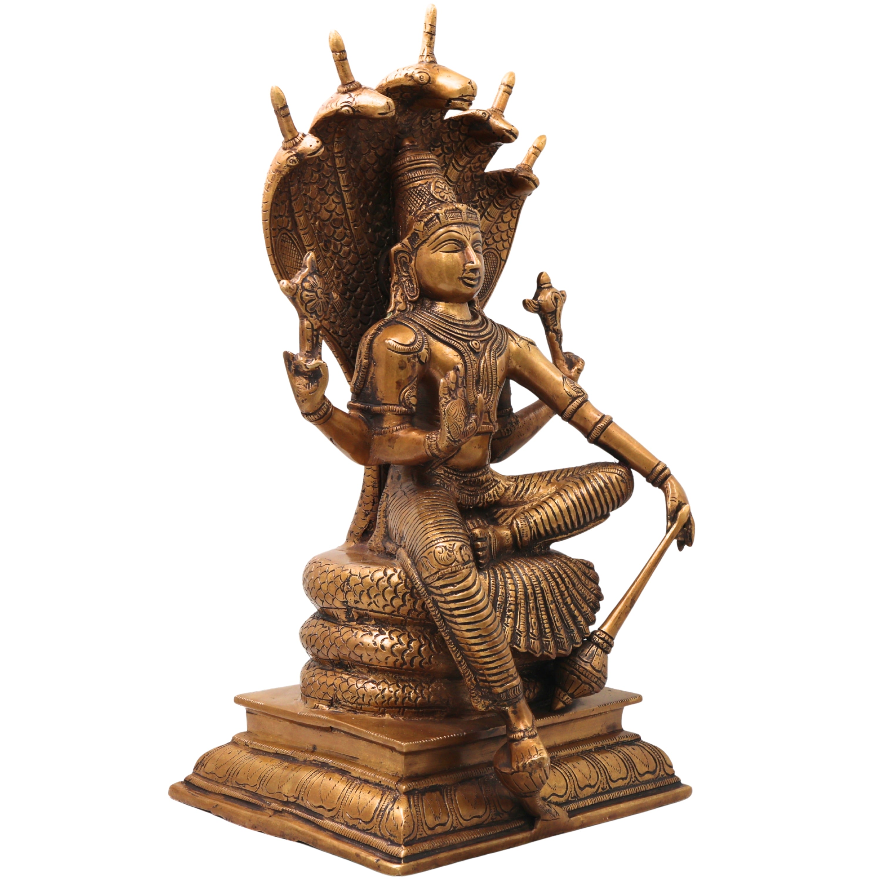 Brass Lord Vishnu Narayana Idol, Handcrafted Traditional Chola Perumal Murti for Pooja, Decor & Gifting, Gold, 16.5 Inch, 1 Piece