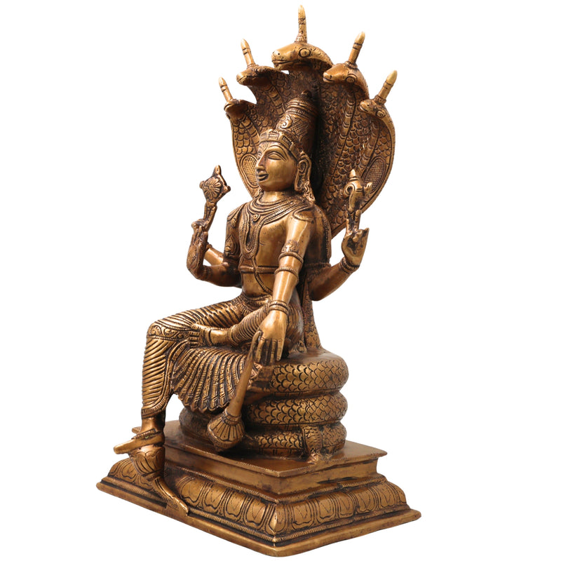 Brass Lord Vishnu Narayana Idol, Handcrafted Traditional Chola Perumal Murti for Pooja, Decor & Gifting, Gold, 16.5 Inch, 1 Piece