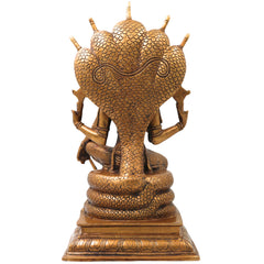 Brass Lord Vishnu Narayana Idol, Handcrafted Traditional Chola Perumal Murti for Pooja, Decor & Gifting, Gold, 16.5 Inch, 1 Piece