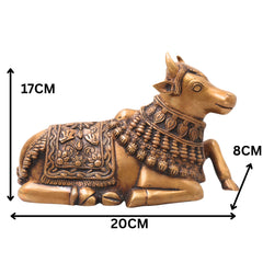 Brass Nandikeshwara Nandi Idol, Handcrafted Traditional Chola Vrishabha Murti for Pooja, Decor & Gifting, Gold, 6.5 Inch, 1 Piece