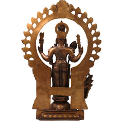 Brass Murugan Kartikeya Idol, Subrahmanya Skanda Kumaraswamy Murti for Pooja, Home Decor, Gifting, Traditional Chola Art, Gold, 22 Inch, 1 Piece