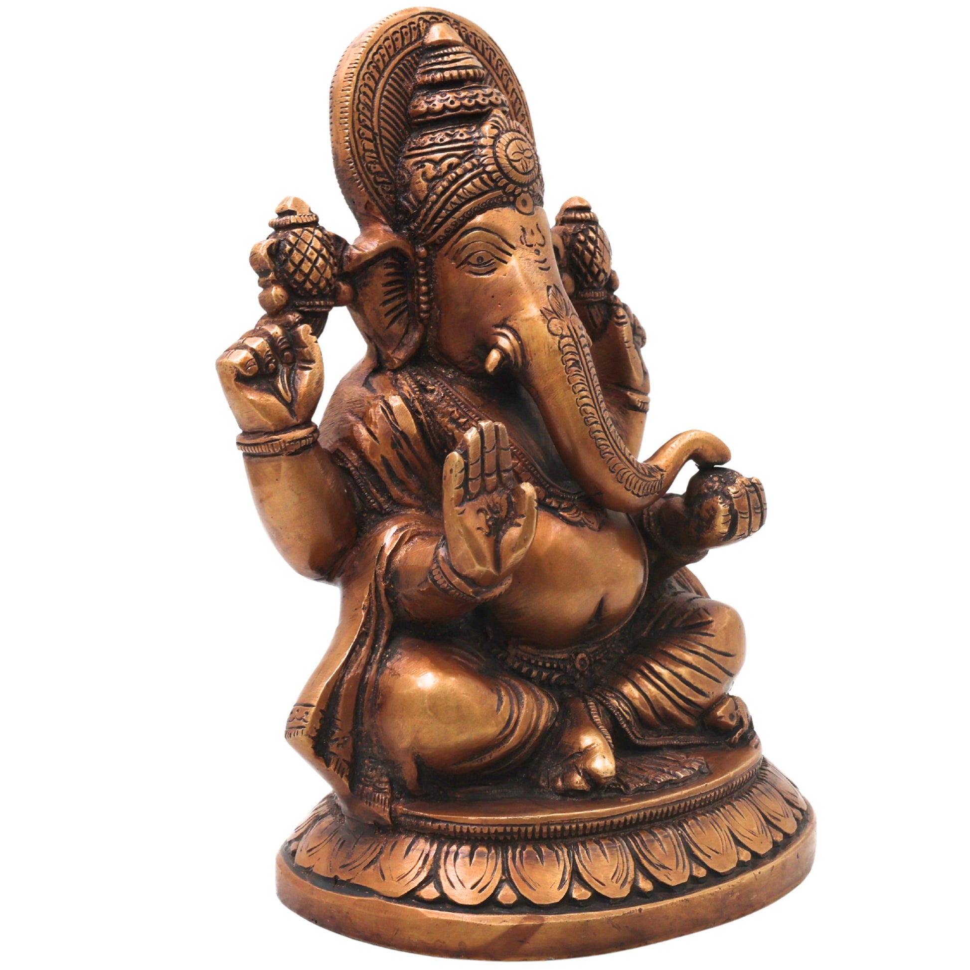 Brass Ganesha Ganapati Vinayaka Idol for Pooja, Home Decor & Gifting Handcrafted Traditional Chola Murti, Gold, 9 Inch, 1 Piece