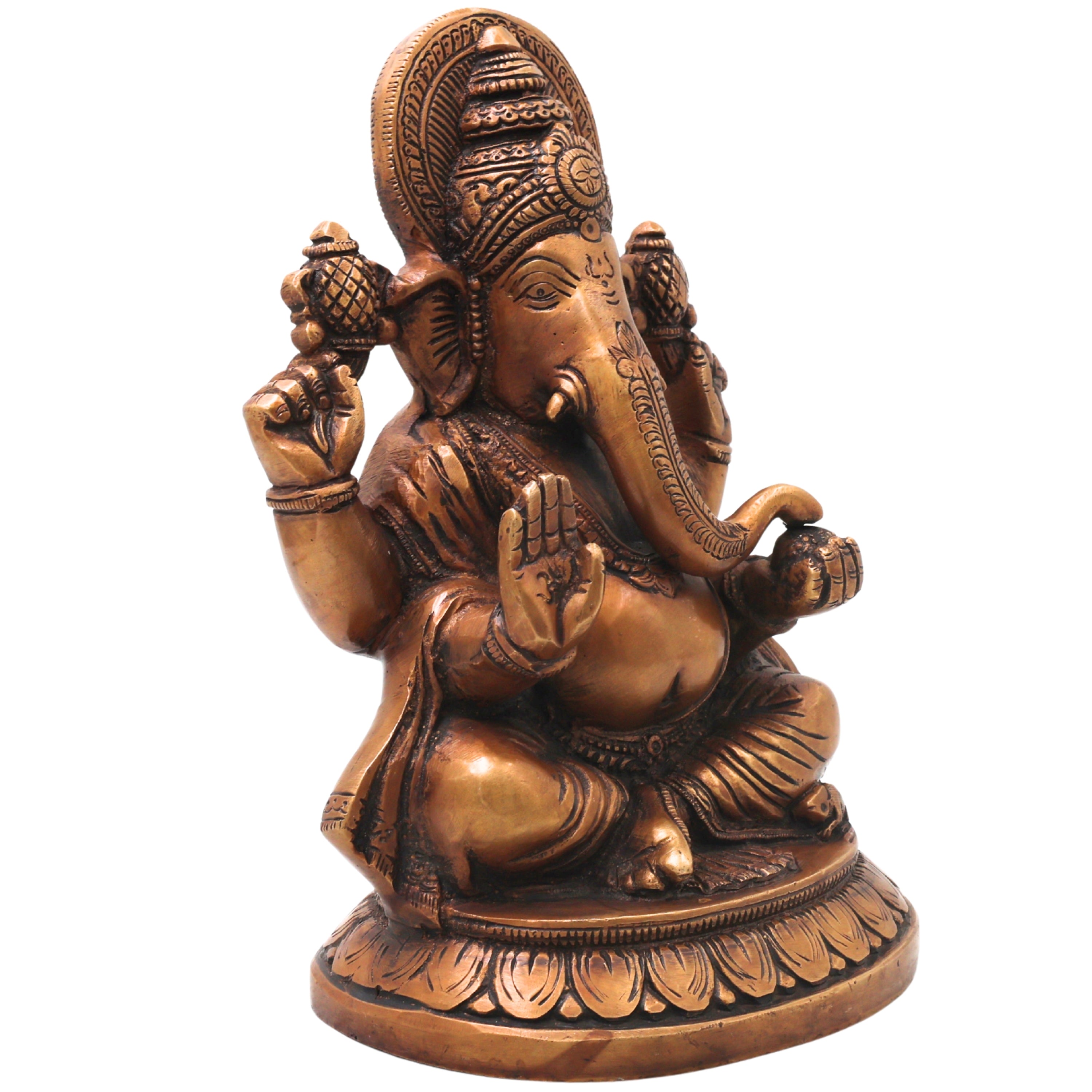 Brass Ganesha Ganapati Vinayaka Idol for Pooja, Home Decor & Gifting Handcrafted Traditional Chola Murti, Gold, 9 Inch, 1 Piece