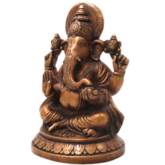Brass Ganesha Ganapati Vinayaka Idol for Pooja, Home Decor & Gifting Handcrafted Traditional Chola Murti, Gold, 9 Inch, 1 Piece