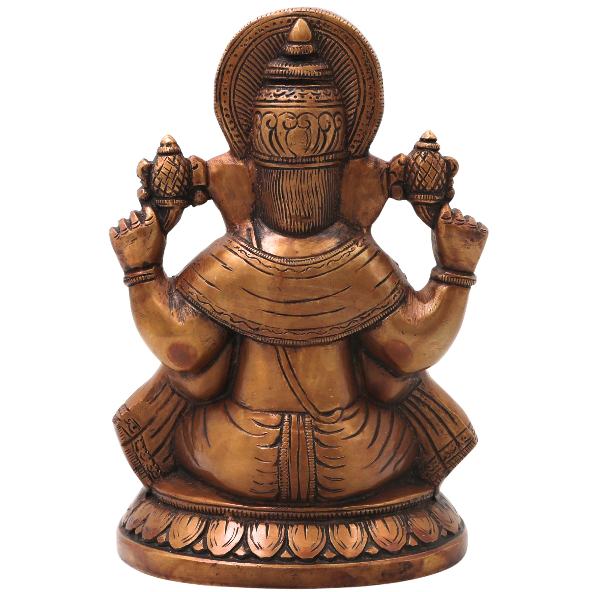 Brass Ganesha Ganapati Vinayaka Idol for Pooja, Home Decor & Gifting Handcrafted Traditional Chola Murti, Gold, 9 Inch, 1 Piece
