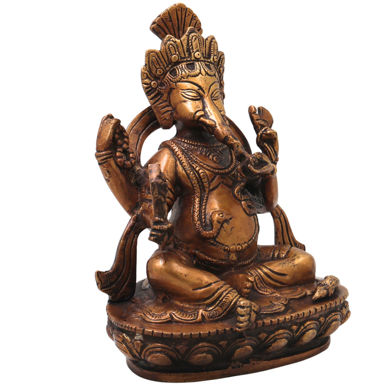 Brass Ganesha Ganapati Vinayaka Idol, Handcrafted Traditional Chola Murti for Pooja, Decor & Gifting, Gold, 9.5 Inch, 1 Piece