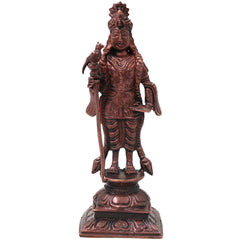 Copper Raja Murugan Idol, Kartikeya Subrahmanya Sculpture, Handcrafted Traditional Chola Murti for Pooja Decor Gifting, Brown, 5.5 Inch, 1 Piece