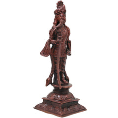 Copper Raja Murugan Idol, Kartikeya Subrahmanya Sculpture, Handcrafted Traditional Chola Murti for Pooja Decor Gifting, Brown, 5.5 Inch, 1 Piece