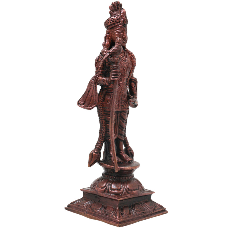 Copper Raja Murugan Idol, Kartikeya Subrahmanya Sculpture, Handcrafted Traditional Chola Murti for Pooja Decor Gifting, Brown, 5.5 Inch, 1 Piece