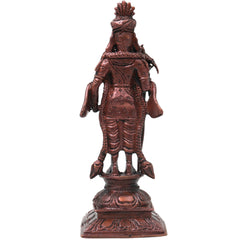 Copper Raja Murugan Idol, Kartikeya Subrahmanya Sculpture, Handcrafted Traditional Chola Murti for Pooja Decor Gifting, Brown, 5.5 Inch, 1 Piece