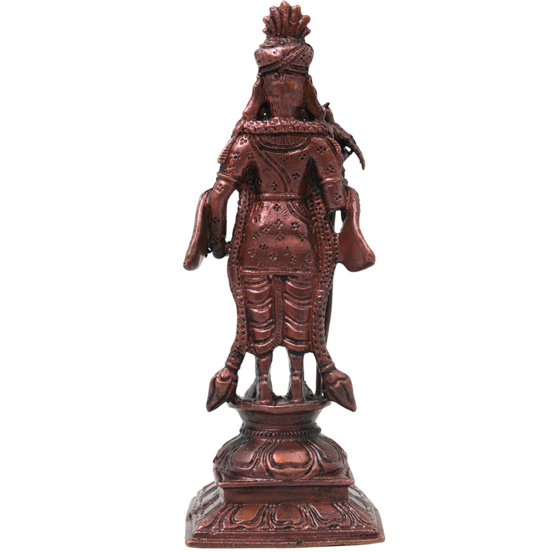 Copper Raja Murugan Idol, Kartikeya Subrahmanya Sculpture, Handcrafted Traditional Chola Murti for Pooja Decor Gifting, Brown, 5.5 Inch, 1 Piece