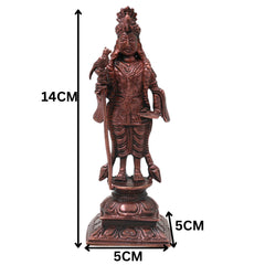 Copper Raja Murugan Idol, Kartikeya Subrahmanya Sculpture, Handcrafted Traditional Chola Murti for Pooja Decor Gifting, Brown, 5.5 Inch, 1 Piece