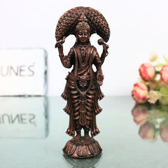 Copper Parameswari Idol Adi Shakti Mahadevi Murti for Pooja, Temple Decor, Traditional Chola Gift, Brown, 5 Inch, 1 Piece