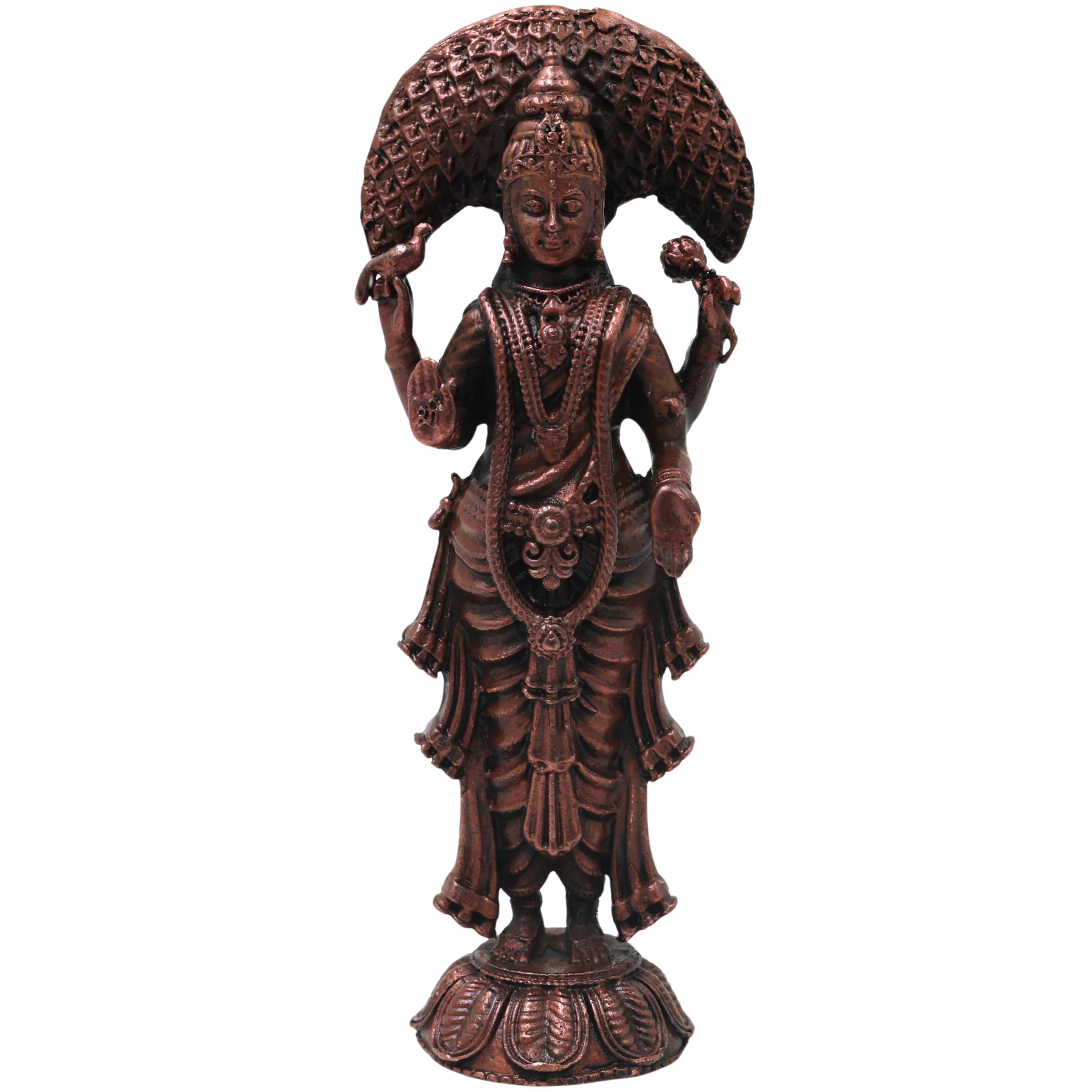 Copper Parameswari Idol Adi Shakti Mahadevi Murti for Pooja, Temple Decor, Traditional Chola Gift, Brown, 5 Inch, 1 Piece