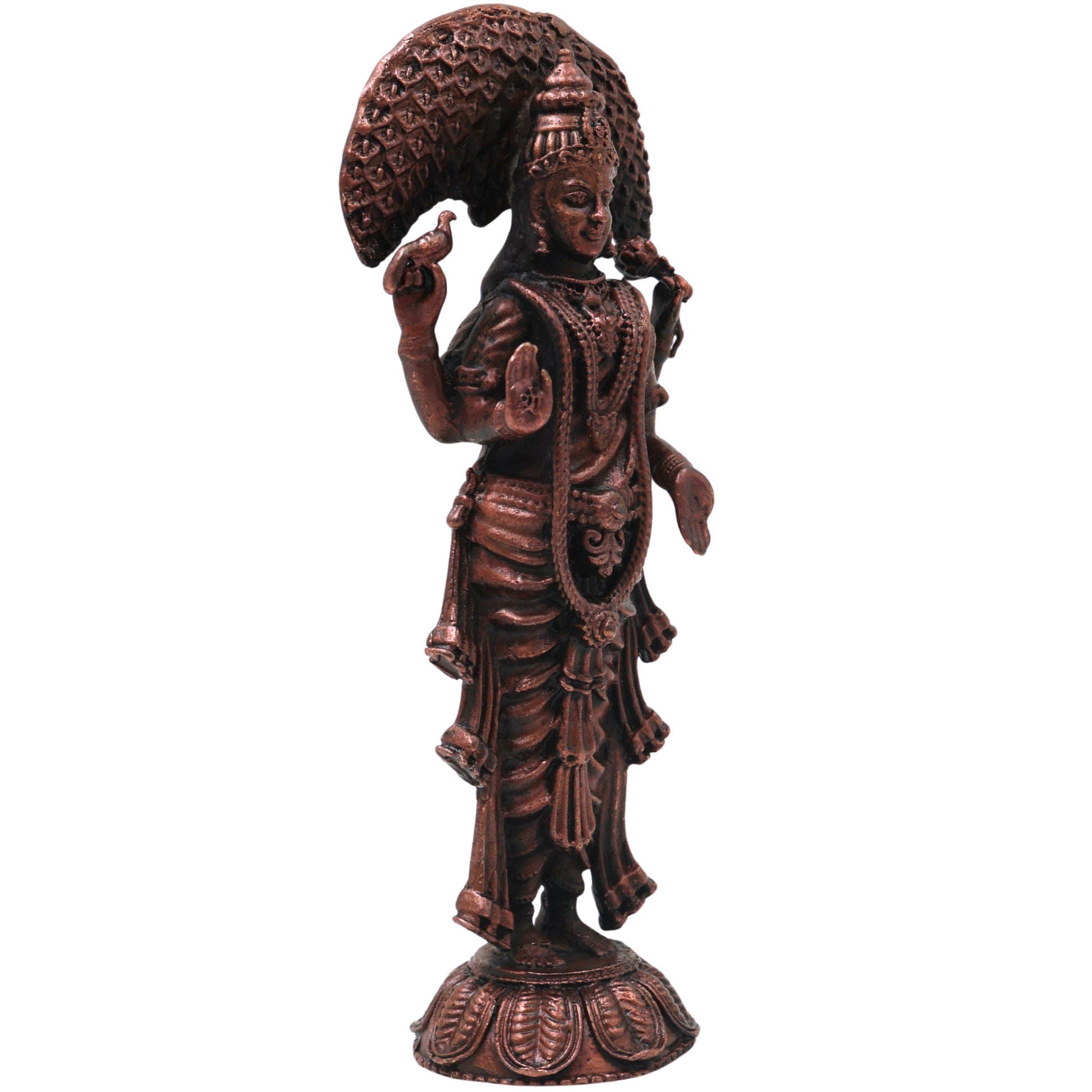 Copper Parameswari Idol Adi Shakti Mahadevi Murti for Pooja, Temple Decor, Traditional Chola Gift, Brown, 5 Inch, 1 Piece