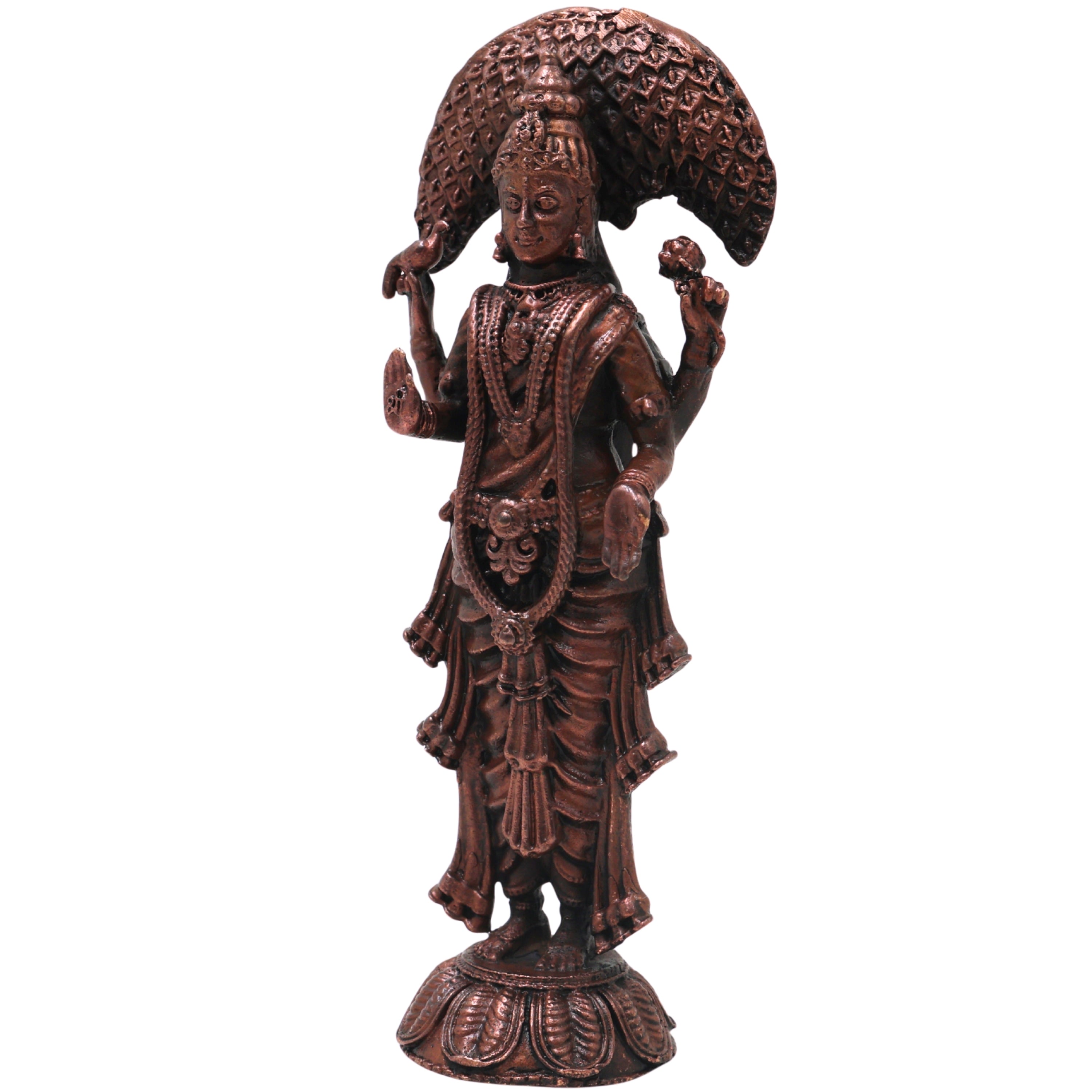 Copper Parameswari Idol Adi Shakti Mahadevi Murti for Pooja, Temple Decor, Traditional Chola Gift, Brown, 5 Inch, 1 Piece