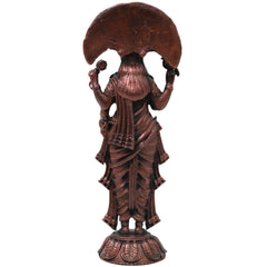 Copper Parameswari Idol Adi Shakti Mahadevi Murti for Pooja, Temple Decor, Traditional Chola Gift, Brown, 5 Inch, 1 Piece