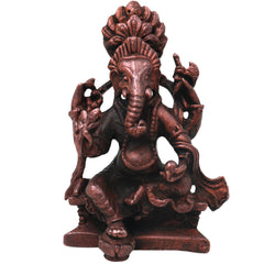 Copper Tibetan Style Ganesha Handcrafted Ganapati Vinayaka Idol for Pooja, Home Decor & Spiritual Gifting, Brown, 2.5 Inch, 1 Piece