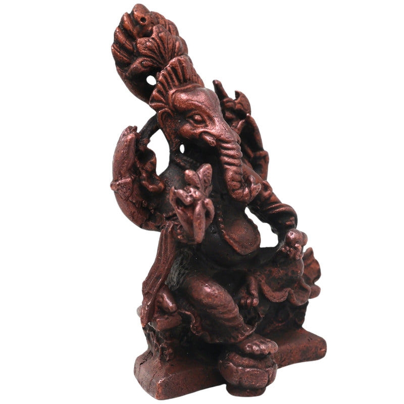 Copper Tibetan Style Ganesha Handcrafted Ganapati Vinayaka Idol for Pooja, Home Decor & Spiritual Gifting, Brown, 2.5 Inch, 1 Piece
