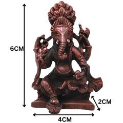 Copper Tibetan Style Ganesha Handcrafted Ganapati Vinayaka Idol for Pooja, Home Decor & Spiritual Gifting, Brown, 2.5 Inch, 1 Piece