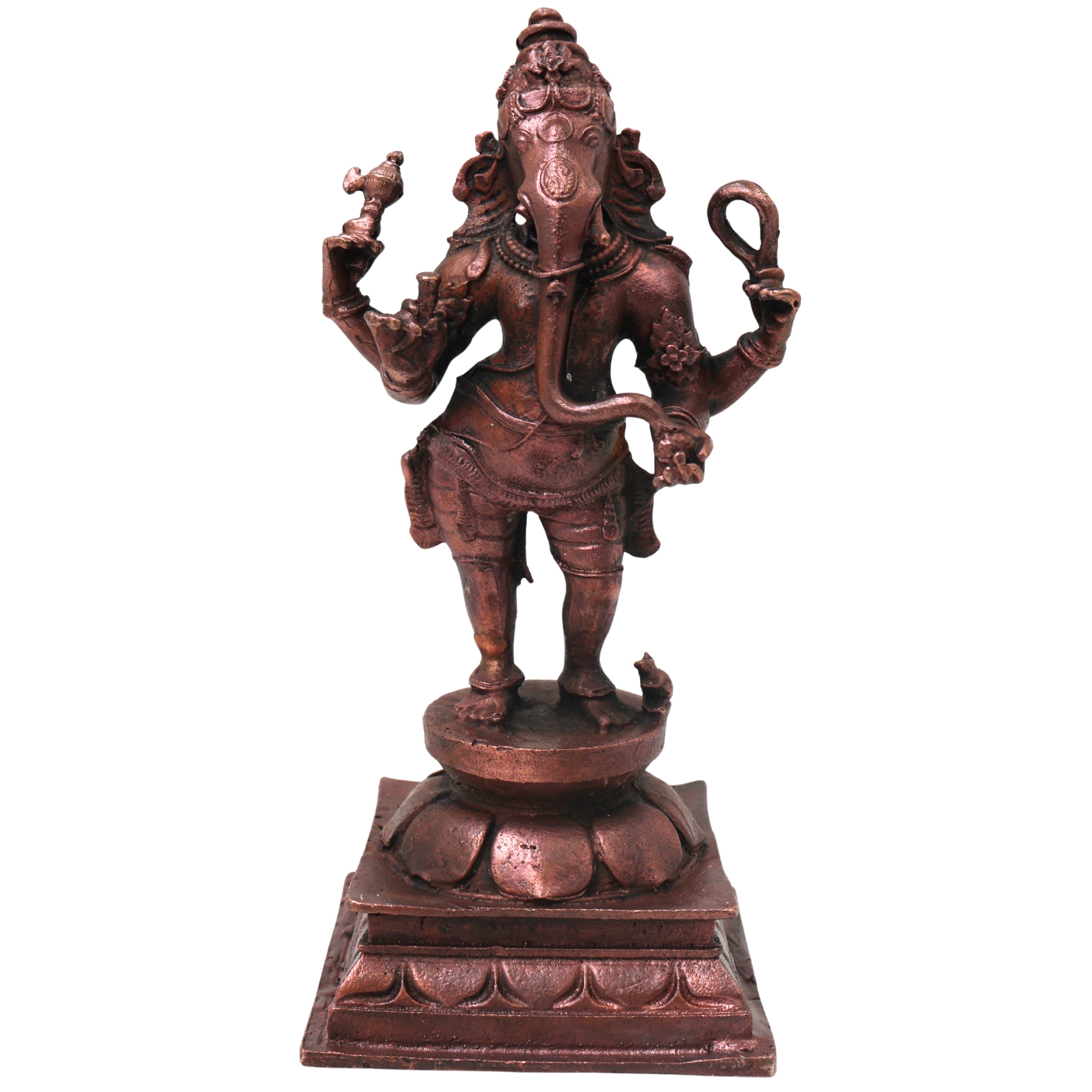 Copper Ganesha Ganapati Vinayaka Idol, Handcrafted Traditional Chola Murti for Pooja, Decor & Gifting, Brown, 6 Inch, 1 Piece