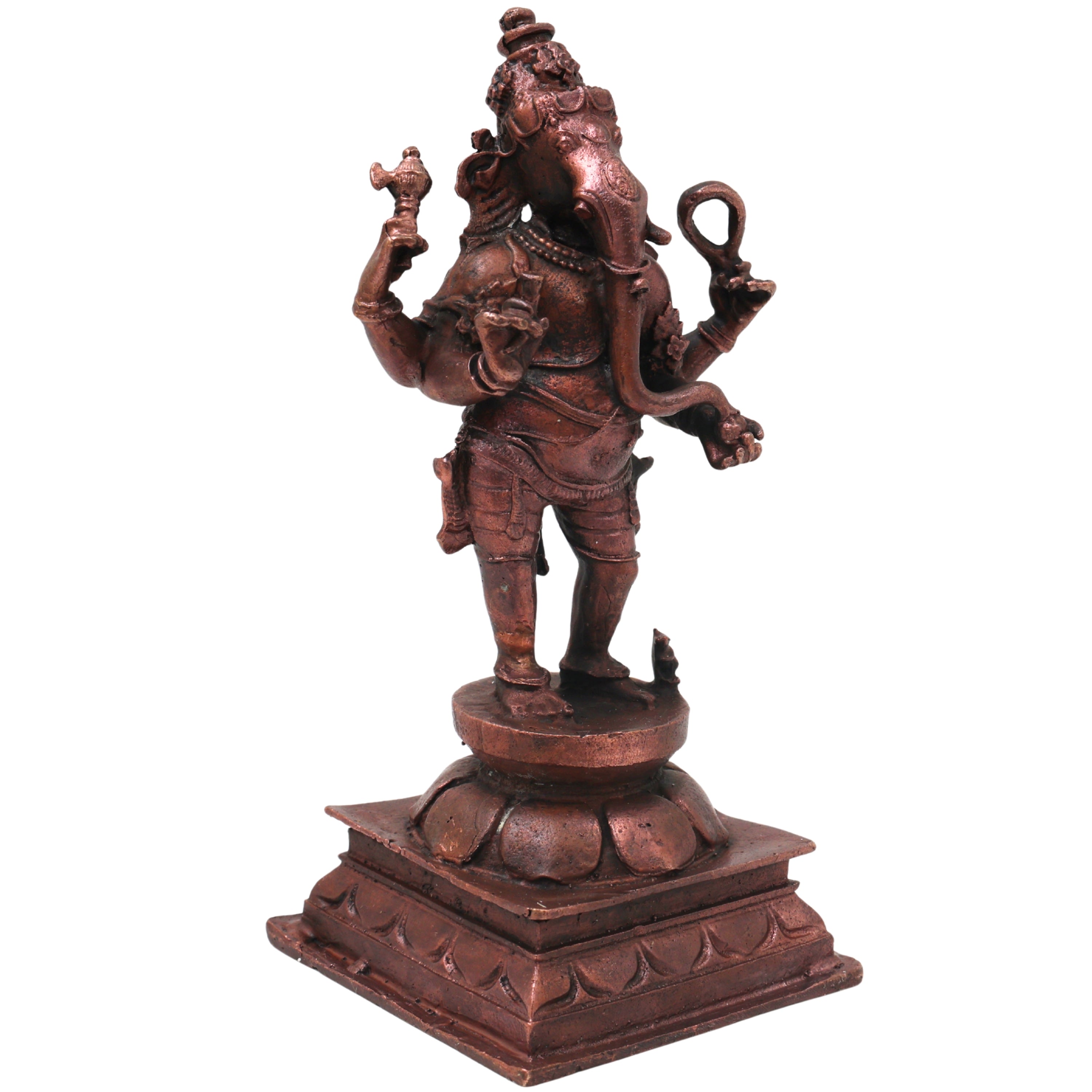 Copper Ganesha Ganapati Vinayaka Idol, Handcrafted Traditional Chola Murti for Pooja, Decor & Gifting, Brown, 6 Inch, 1 Piece