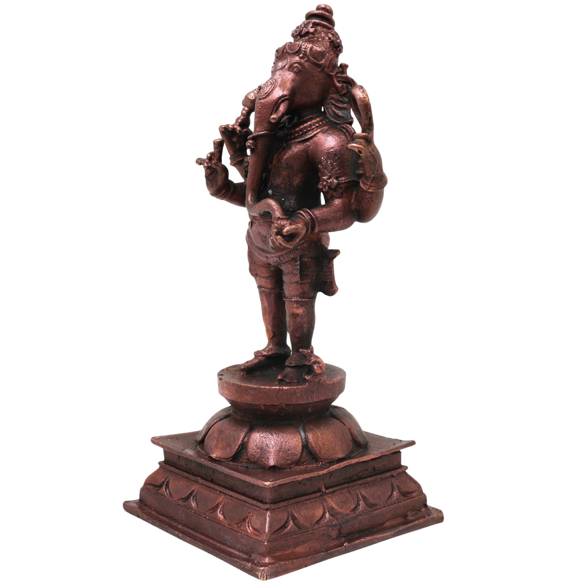 Copper Ganesha Ganapati Vinayaka Idol, Handcrafted Traditional Chola Murti for Pooja, Decor & Gifting, Brown, 6 Inch, 1 Piece
