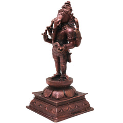 Copper Ganesha Ganapati Vinayaka Idol, Handcrafted Traditional Chola Murti for Pooja, Decor & Gifting, Brown, 6 Inch, 1 Piece