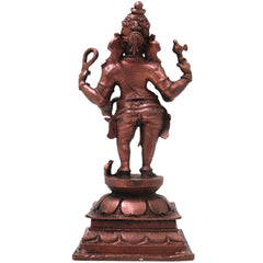 Copper Ganesha Ganapati Vinayaka Idol, Handcrafted Traditional Chola Murti for Pooja, Decor & Gifting, Brown, 6 Inch, 1 Piece
