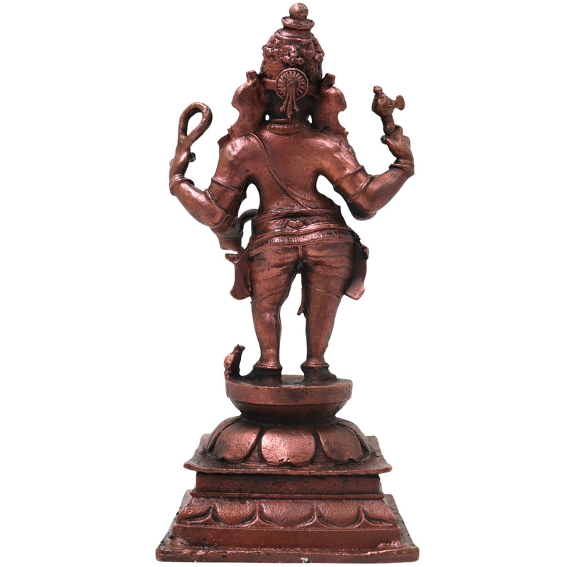 Copper Ganesha Ganapati Vinayaka Idol, Handcrafted Traditional Chola Murti for Pooja, Decor & Gifting, Brown, 6 Inch, 1 Piece