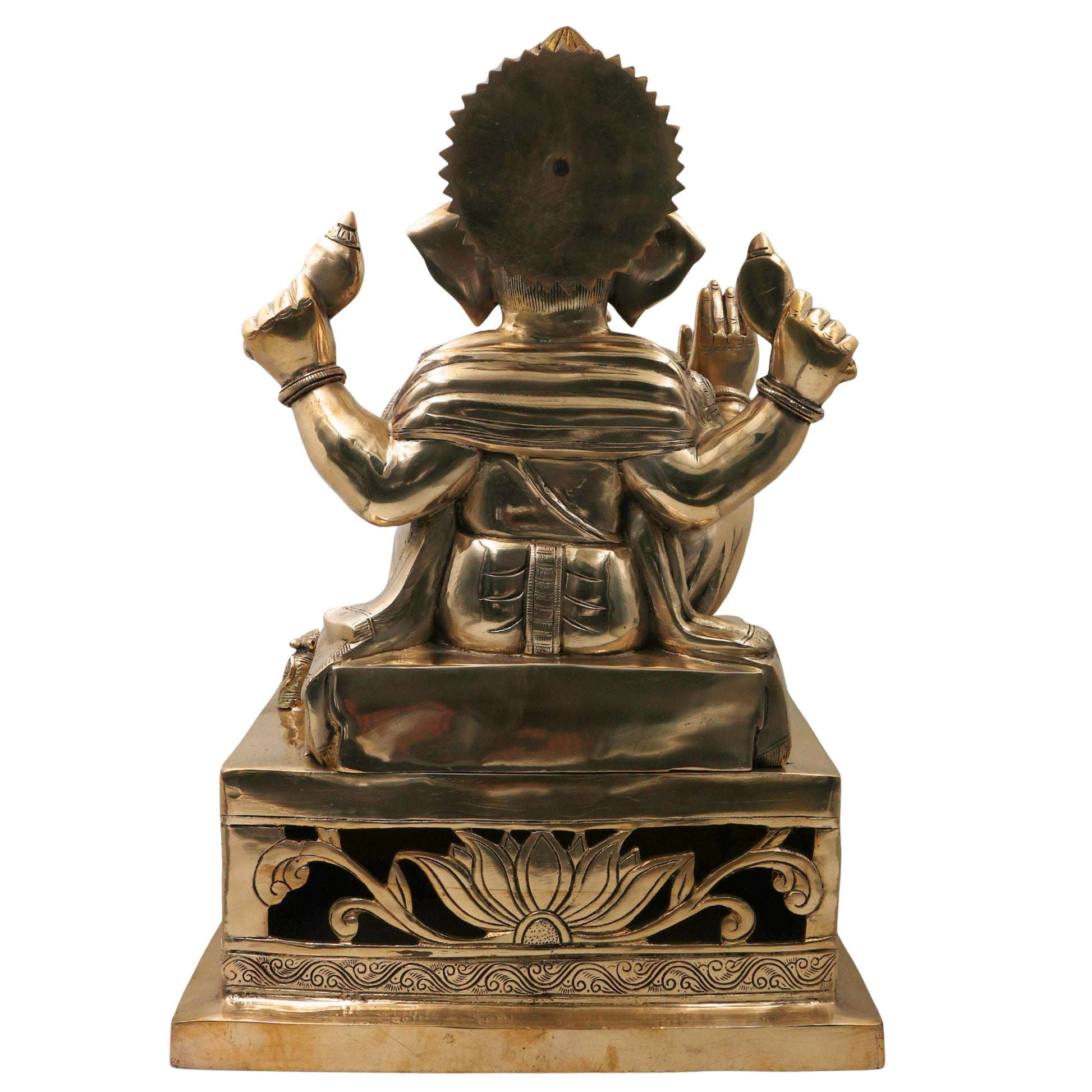 Brass Ganesh Ganapati Vinayaka Idol for Pooja, Home Decor & Gifting, Handcrafted Traditional Chola Statue, Gold, 21 Inch, 1 Piece