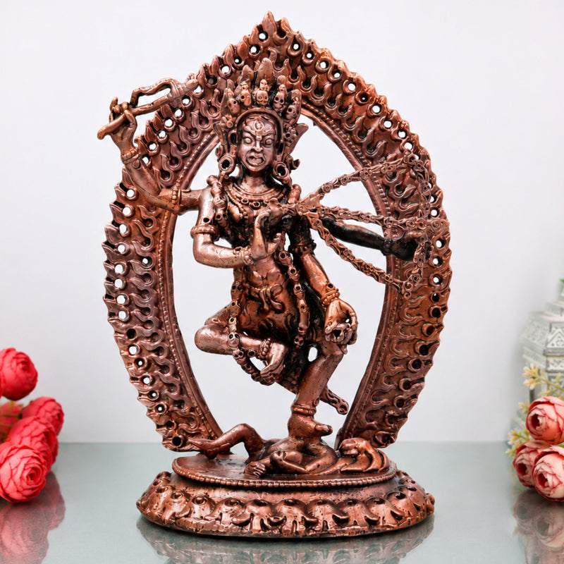Copper Kurukulla Devi Idol Handcrafted Murti for Pooja, Meditation, Buddhist Altar, Home Decor & Gifting, Brown, 5.5 Inch, 1 Piece