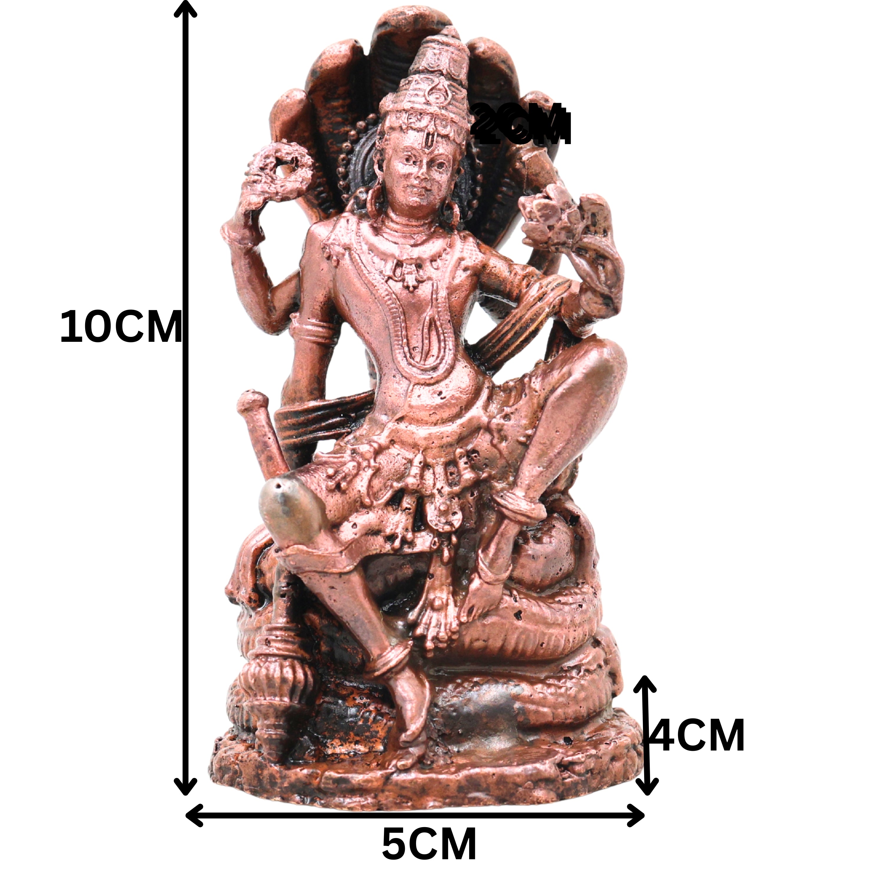 Copper Vishnu Idol, Lord Narayana Hari Murti for Pooja, Home Temple Décor & Spiritual Gifting, Brown, 4 Inch, 1 Piece