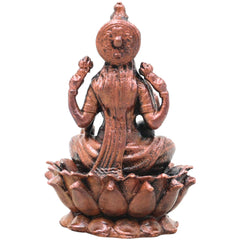 Copper Lakshmi Idol Murti, Mahalakshmi Goddess Statue for Pooja, Home Decor & Spiritual Gifting, Brown, 3 Inch, 1 Piece