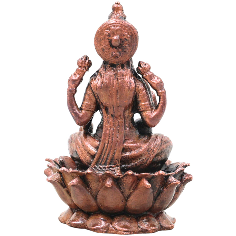 Copper Lakshmi Idol Murti, Mahalakshmi Goddess Statue for Pooja, Home Decor & Spiritual Gifting, Brown, 3 Inch, 1 Piece