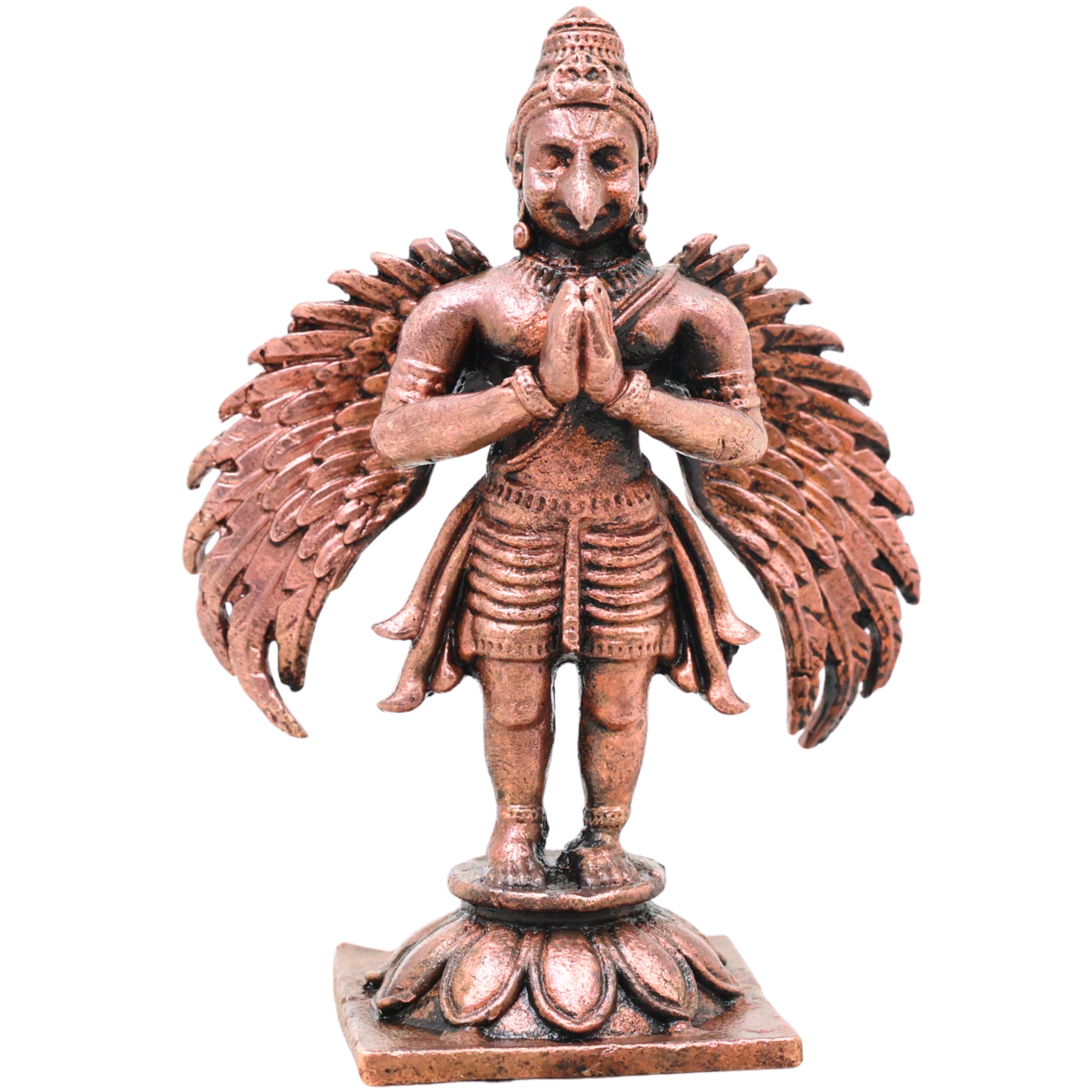 Copper Garuda Dev Idol, Lord Garuda Murti for Pooja, Vastu, Home Decor & Spiritual Gifting, Brown, 3 Inch, 1 Piece