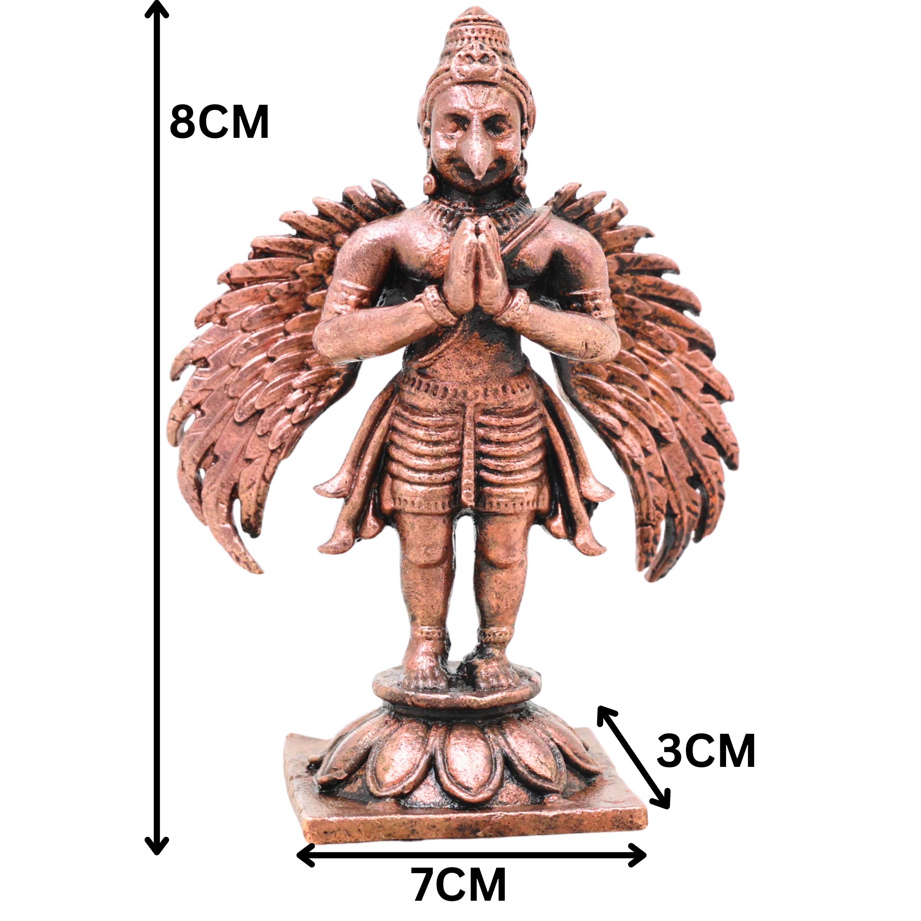 Copper Garuda Dev Idol, Lord Garuda Murti for Pooja, Vastu, Home Decor & Spiritual Gifting, Brown, 3 Inch, 1 Piece