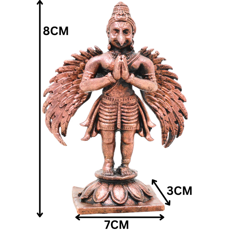 Copper Garuda Dev Idol, Lord Garuda Murti for Pooja, Vastu, Home Decor & Spiritual Gifting, Brown, 3 Inch, 1 Piece
