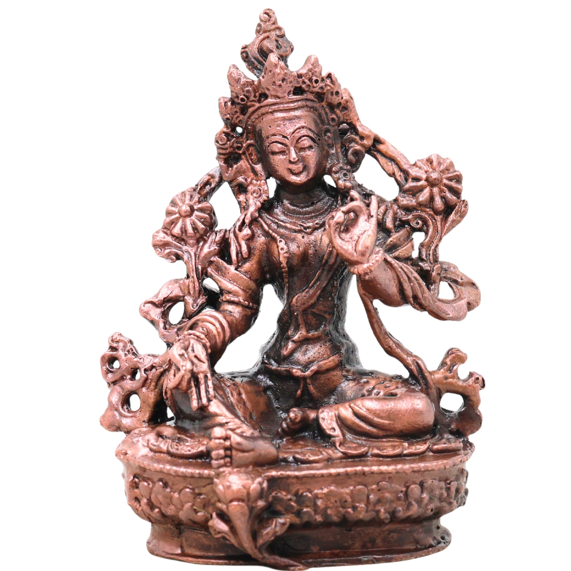 Copper Tara Devi Idol, Maa Tara Mahavidya Murti for Pooja, Home Temple, Vastu & Spiritual Gifting, Brown, 4 Inch, 1 Piece