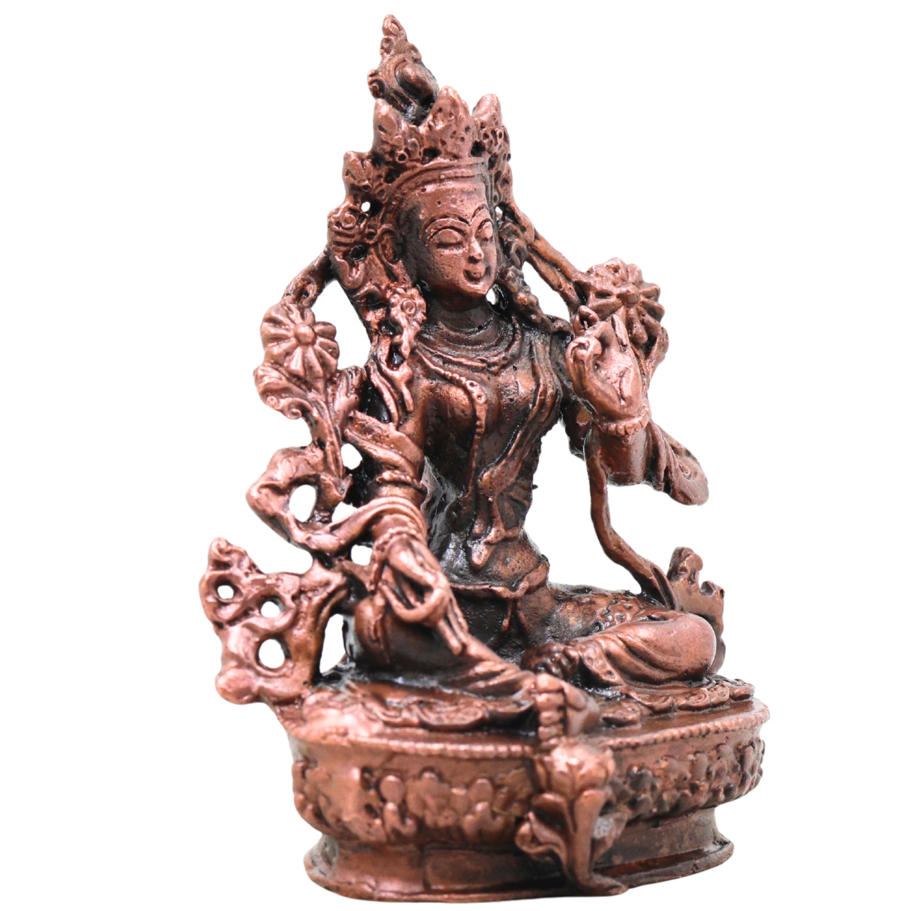 Copper Tara Devi Idol, Maa Tara Mahavidya Murti for Pooja, Home Temple, Vastu & Spiritual Gifting, Brown, 4 Inch, 1 Piece