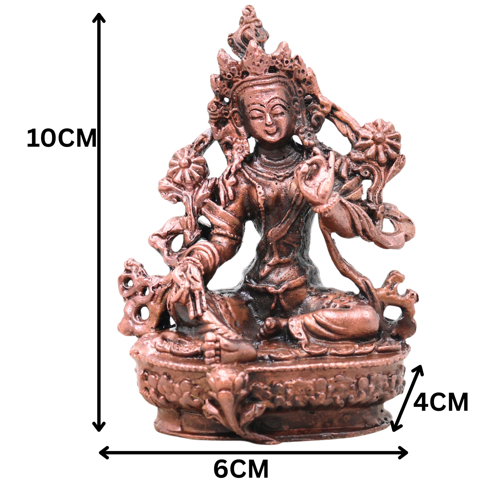 Copper Tara Devi Idol, Maa Tara Mahavidya Murti for Pooja, Home Temple, Vastu & Spiritual Gifting, Brown, 4 Inch, 1 Piece