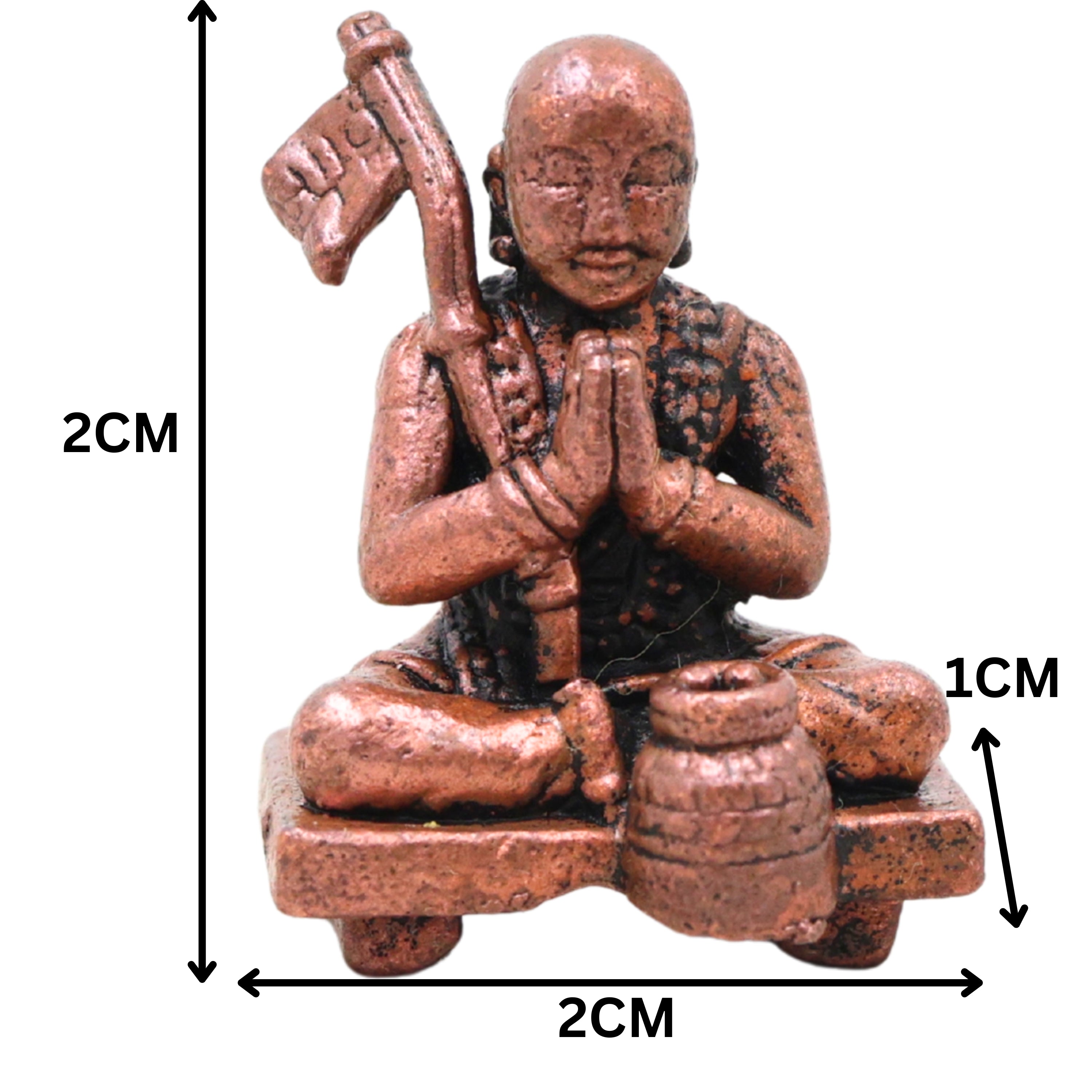 Copper Shree Ramanujacharya Idol, Sri Ramanuja Yatiraja Murti for Pooja, Home Décor & Gifting, Brown, 1 Inch, 1 Piece