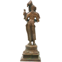 Bronze Deepalakshmi Idol, Traditional Lakshmi Vilakku, Standing Pooja Lamp for Mandir, Temple, Vastu, Home Decor &amp; Spiritual Gifting, Brown, 6.5 Inch, 1 Piece