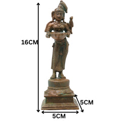 Bronze Deepalakshmi Idol, Traditional Lakshmi Vilakku, Standing Pooja Lamp for Mandir, Temple, Vastu, Home Decor &amp; Spiritual Gifting, Brown, 6.5 Inch, 1 Piece