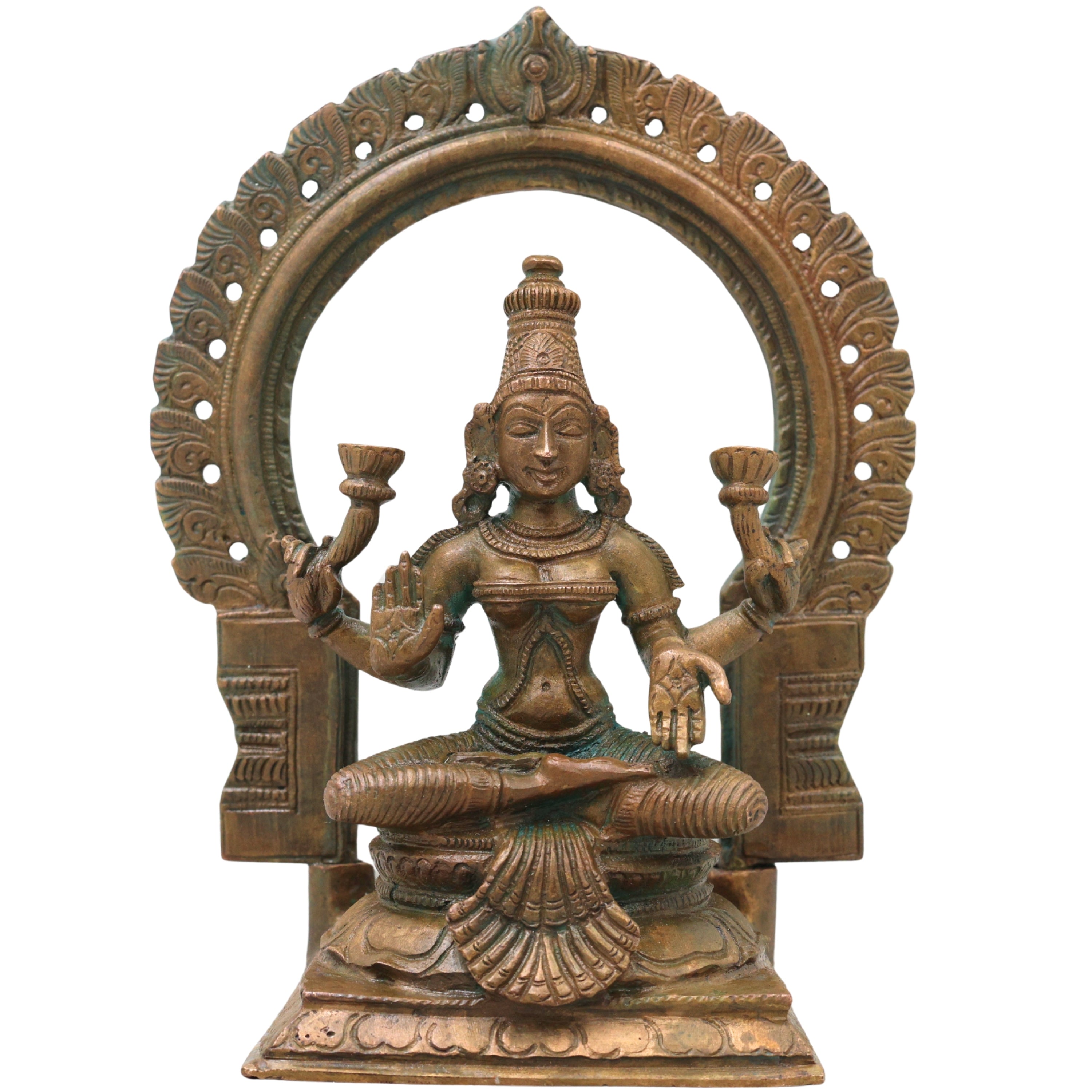 Bronze Lakshmi Idol Murti, Mahalakshmi Goddess Statue for Pooja, Home Decor & Spiritual Gifting, Brown, 7.5 Inch, 1 Piece