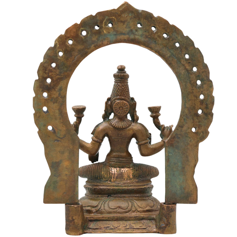 Bronze Lakshmi Idol Murti, Mahalakshmi Goddess Statue for Pooja, Home Decor & Spiritual Gifting, Brown, 7.5 Inch, 1 Piece
