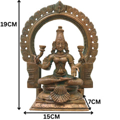 Bronze Lakshmi Idol Murti, Mahalakshmi Goddess Statue for Pooja, Home Decor & Spiritual Gifting, Brown, 7.5 Inch, 1 Piece